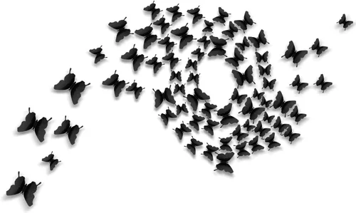 Vista 5 de 48 calcomanías 3D, espejadas, de mariposa, adhesivos para pared, para manualidades, decoración de pared para el hogar, 3 tamaños Negro