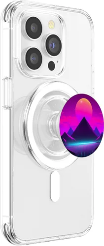 Vista 3 de PopSockets MagSafe PopGrip Retrowave Vaporwave Synthwave de los años 80 para iPhone