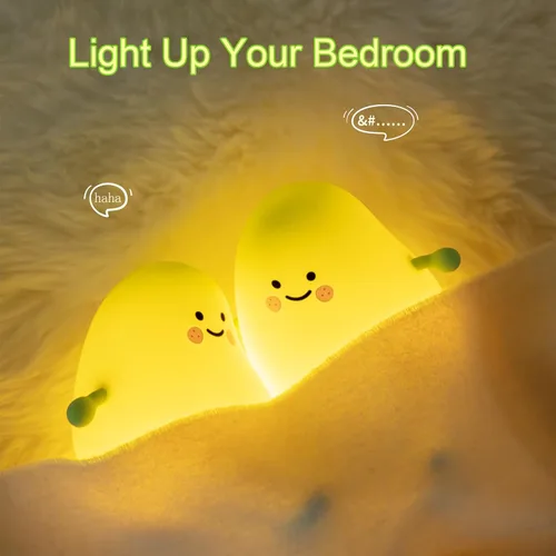 Vista 2 de Linda luz nocturna para niños, lámpara de sueño de mango, luz cálida, decoración de dormitorio, luz nocturna de silicona, luces nocturnas de bebé