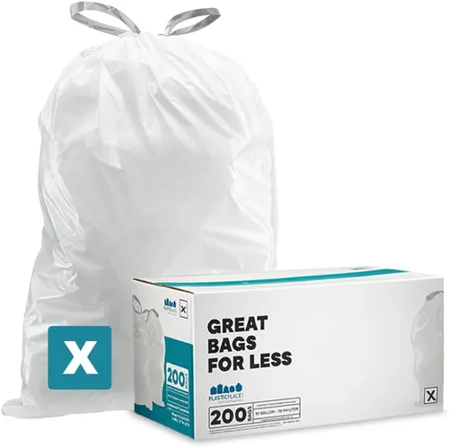 Vista 9 de Plasticplace Bolsas de basura de ajuste personalizado, compatibles con simplehuman Code X (100 unidades) forros de basura blancos con cordón de 21