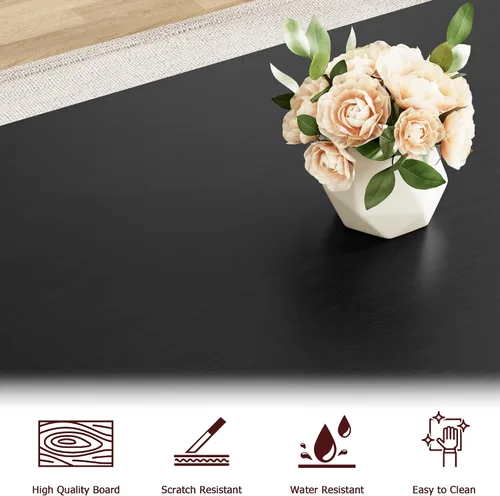 Vista 6 de GAOMON Juego de mesa de comedor de 55 pulgadas para 4-6, juego de mesa de cocina con 2 bancos, juego de mesa de comedor rectangular con marco