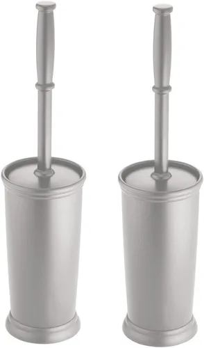 Vista 9 de mDesign Cepillo de Inodoro y Soporte - Cepillo de Baño Cubierto - Limpiador de Inodoro en Pie en Soporte Moderno - Cepillo de Limpieza Profunda