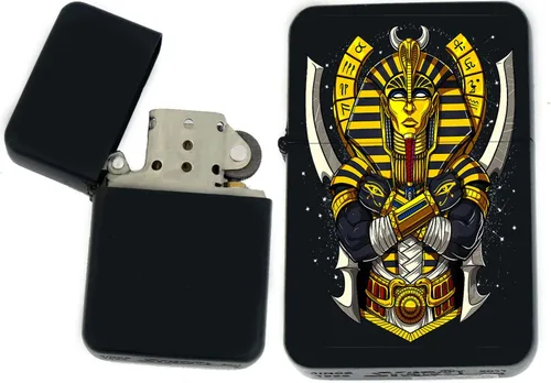 Vista 39 de Faraón, egipcio, tutankamón, cleopatra, ojo de Horus, pirámides-Ankh, leona-diosa única coleccionable s Infinity negro mate encendedores a prueba