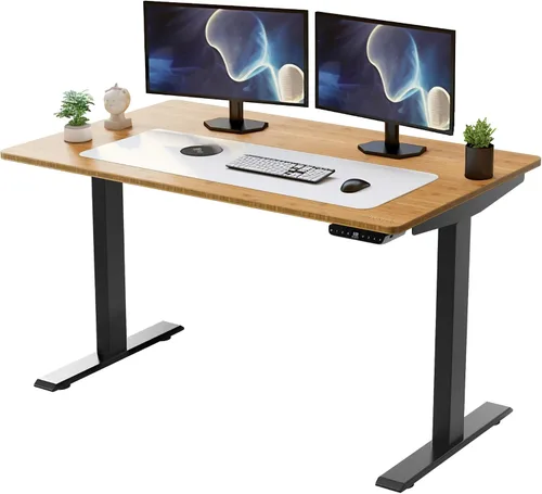 Vista 12 de Rise Up - Escritorio eléctrico de pie de altura ajustable de 24 a 49 pulgadas, doble motor, escritorio de pie grande de bambú de una pieza, 48 x 30