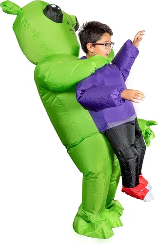 Vista 2 de Spooktacular Creations Disfraz inflable de extraterrestre de Halloween para disfraz inflable de cuerpo completo, para niño