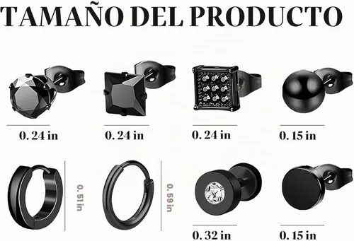 Vista 8 de NEWITIN 30 Pairs Stainless Steel Earrings for Men Studs Hoops Earrings Set Classic