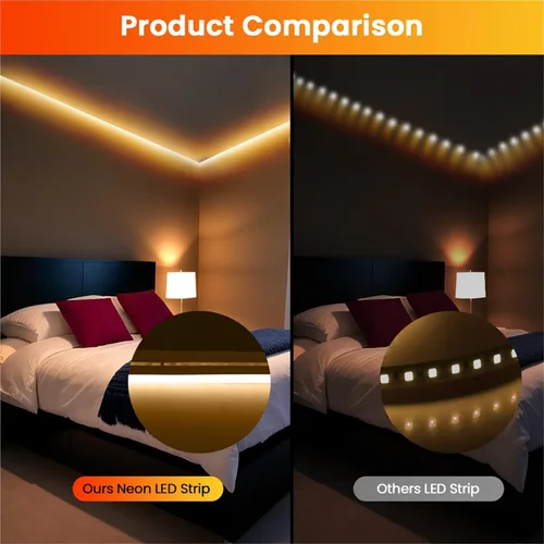 Vista 4 de Tira de neón DC 24V 1.6-65.6 ft IP67 impermeable, multicolor, retroiluminación de TV, tubo de silicona flexible para el hogar, luz LED
