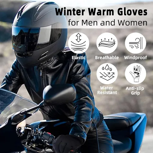 Vista 2 de BONFAD Guantes de invierno para hombres y mujeres, con pantalla táctil, guantes cálidos, para clima frío, resistentes al viento, para ciclismo