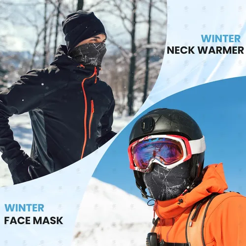 Vista 2 de Beehow Bufanda calentadora de cuello para hombre, equipo de invierno, polaina para el cuello, máscara facial resistente al viento