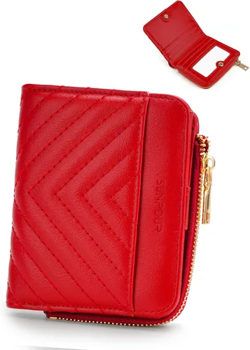 Vista 11 de Billeteras pequeñas y plegables para mujer, mini-cartera RFID para mujer, tarjetero delgado con bolsillo con cremallera para monedas y 2 ventanas