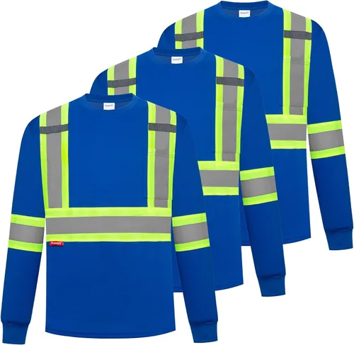 Vista 10 de ProtectX Camisas de manga larga de alta visibilidad, camiseta de seguridad reflectante de alta visibilidad para hombres y mujeres, camisa