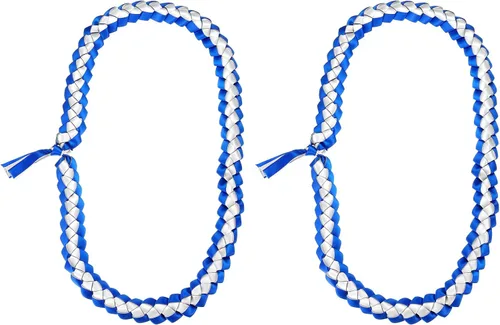 Vista 11 de PATIKIL Leis de graduación de 47 pulgadas, 1 cinta de graduación Leis para dinero de graduación, clase Leis, color brillante, bricolaje para Azul