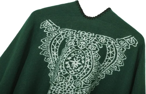 Vista 34 de Chales cálidos para mujer, cárdigan con frente abierto, estilo vintage, poncho