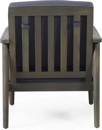 Vista 5 de Christopher Knight Home Willowbrook - Silla de club al aire libre con cojín, madera de acacia, color negro (juego de 2)