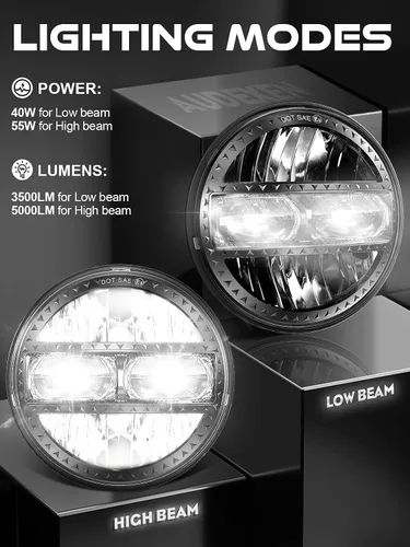 Vista 2 de AUDEXEN Faro delantero LED de 5.75 pulgadas, 55 W, 5-3/4 pulgadas, compatible con Harley Dyna Sportster Street Bob Softail Iron 883 Street Rod Deuce