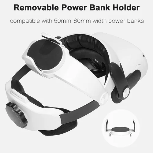 Vista 4 de Unido VR Accessories for Oculus Quest 2- Comfort Egnormic Design Elite HeadStrap with External Battery Holder