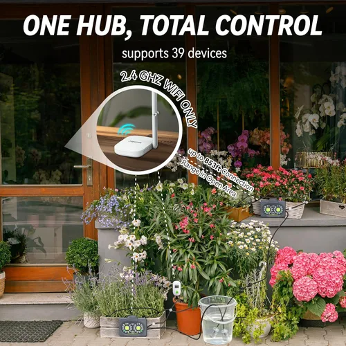 Vista 5 de RAINPOINT Kit inteligente de riego automático para plantas de interior, control WiFi/App y control de panel local, sistema de riego por goteo sin