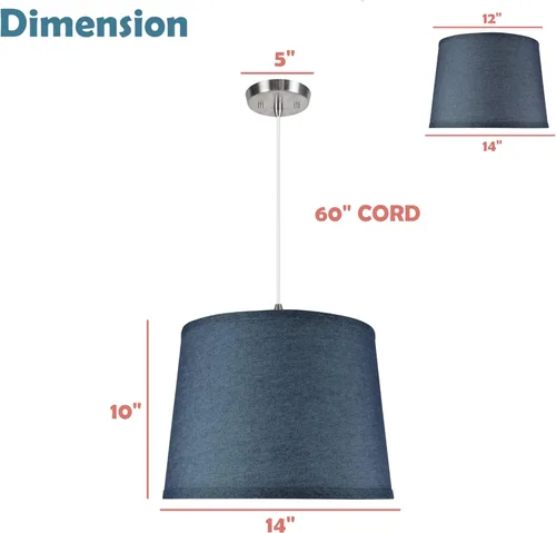 Vista 5 de Aspen Creative, 72306-11 - Kit de conversión de luz colgante de techo con pantalla de tela imperio de tapa dura, 14 pulgadas de ancho