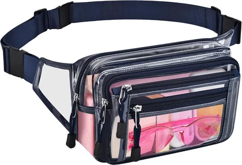Vista 13 de Riñonera transparente aprobada por estadios para mujeres, para el trabajo, bolsa de cintura multiusos para viajes y eventos deportivos, 2 colores.