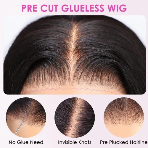 Vista 4 de Peluca de cabello humano con encaje frontal 360 de 26 pulgadas, prearrancada, lacio, HD, peluca frontal completa para mujeres negras, sin pegamento