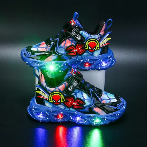 Vista 2 de RAYCHY Zapatos con luz LED para niños y niñas, ligeros, de malla, transpirables, para caminar