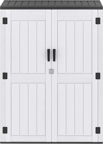 Vista 13 de DWVO Cobertizo de almacenamiento horizontal resistente a la intemperie para exteriores, capacidad de 35 pies cúbicos, con cerradura e impermeable