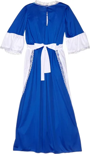 Vista 2 de Traje de muchacha colonial, tamaño grande, para niña, L, AzulBlanco