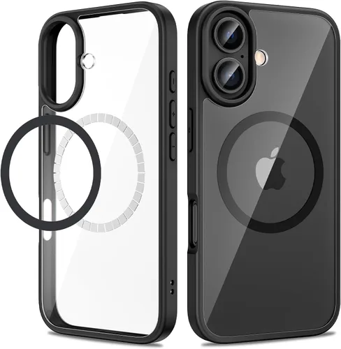 Vista 13 de VEGO Funda para iPhone 13 y iPhone 14, con imanes integrados, parte trasera de policarbonato duro transparente + funda delgada de TPU suave