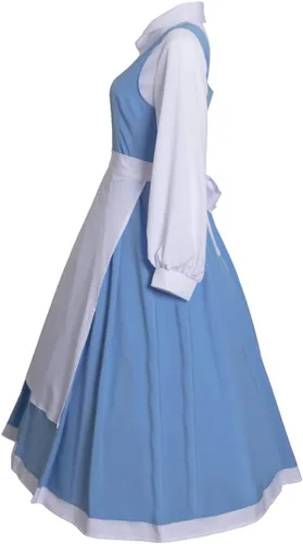 Vista 3 de Vestido azul para mujer, disfraz de Bella de belleza, princesa, Halloween, Navidad, disfraz de disfraces