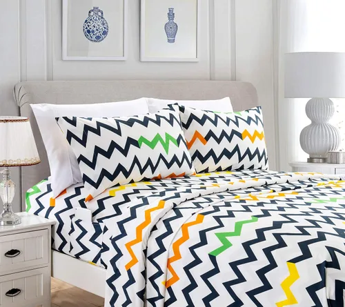 Vista 7 de Elegant Comfort Chevron Pattern Collection - Juego de sábanas de 4 piezas de bolsillo profundo de 1500 hilos, resistente a la decoloración