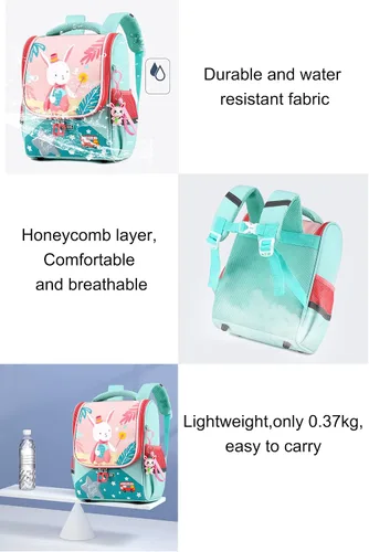 Vista 5 de JiaYou Unisex preescolar Mochila Kindergarten Bolsa de dibujos animados Niñas Niños Daypack Amarillo Yellow Rabbit