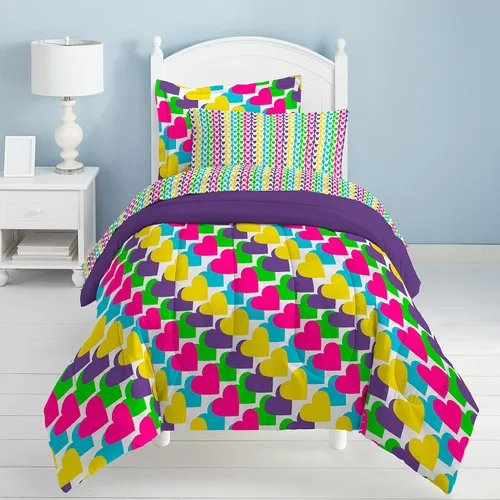 Vista 230 de Dream Factory Dinosaur Blocks - Juego de edredón de microfibra ultrasuave para niños, color azul, tamaño individual Bloques de dinosaurios azules