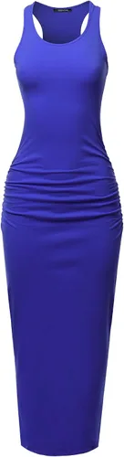 Vista 2 de Ssoulm - Vestido drapeado y largo, sin mangas, con espalda cruzada, para mujer, talla extragrande