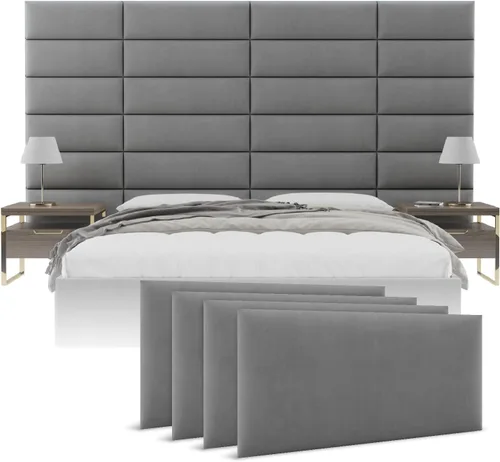 Vista 30 de Vänt - Paneles tapizados de pared, cabeceros de pared tamaño Queen/Full, color beige boucle, juego de 4 paneles