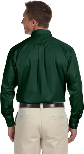 Vista 2 de Harriton para hombre camisa de sarga de manga con Antimancha, azul marino