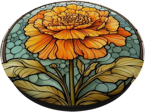 Vista 2 de PopSockets PopGrip estándar con diseño floral de flores de caléndula