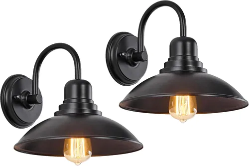 Vista 8 de Luz de Granero de Cuello de Ganso de Bronce Rústica Estilo Granja, Iluminación de Tocador de Cabaña Interior con Casquillo Base E26, Aplique
