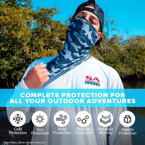 Vista 2 de S A Company Paquete de 5 Protectores Faciales UV Polainas multiusos UV 30+ para el cuello, pasamontañas para adultos