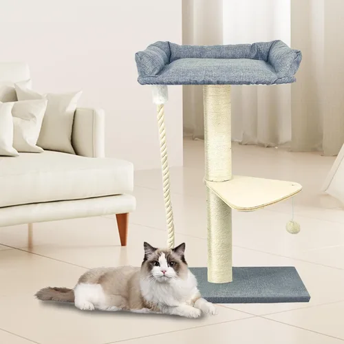 Vista 7 de Torre de árbol para gatos de 35 pulgadas para gatos de interior, poste rascador alto para gatos con cama grande para gatos grandes de Maine Coon