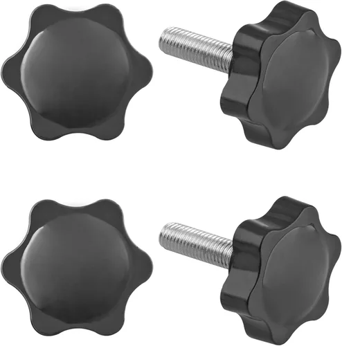 Vista 15 de 6 Piezas de Pomo de Estrella Roscado de M4 x 20mm, Manija de Perilla de Sujeción en Forma de Hexágono de Plástico para Reemplazo de Base de Paraguas