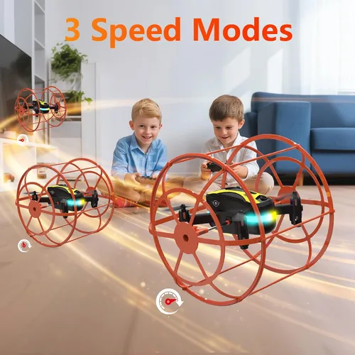 Vista 5 de M17 Mini Drone para Principiantes Modo Tierra-Aire Dual Interior y Exterior RC Quadcopter con Cubierta Protectora Fácil de volar Modo sin Cabeza Una