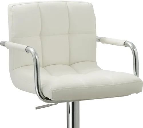 Vista 3 de AC Pacific Taburete de cocina giratorio ajustable contemporáneo con cojín y reposabrazos, 24-33 pulgadas, blanco ACBS15 Daisy White Square