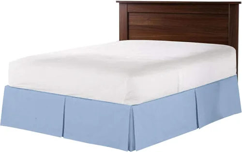 Vista 4 de Falda de cama plisada 100% algodón de 800 hilos, con volantes plisados de lujo, moderna calidad de hotel, fácil ajuste con caída a medida de 18