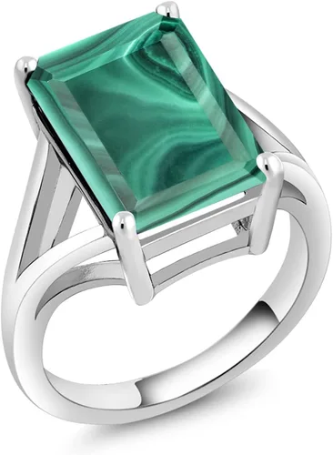 Vista 59 de Gem Stone King Anillo de compromiso solitario con piedra preciosa de corte esmeralda de 0.551 x 0.394 in para mujer, plata de ley 925, anillo