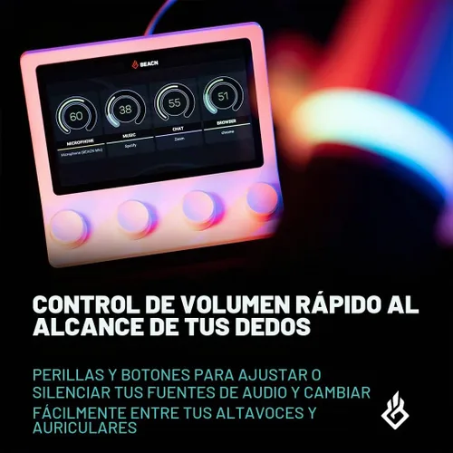 Vista 5 de BEACN Mix (Light) - Mezclador y controlador de audio USB-C, pantalla de 5 Claro