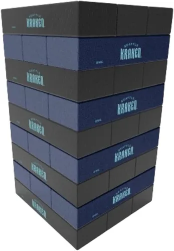 Vista 6 de Rico Industries NHL Hockey Chicago Blackhawks Mini Jumbling Tower Juego - Juego de apilem de madera