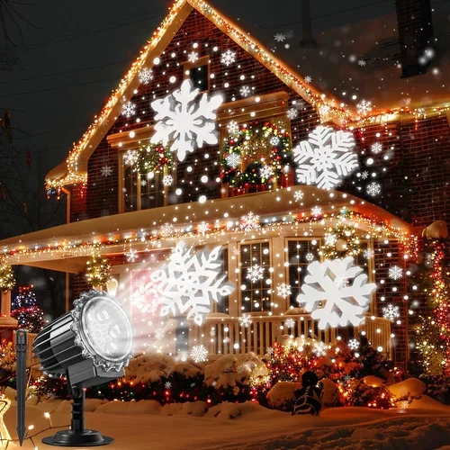 Vista 9 de Proyector de luces de Navidad para exteriores, proyector de luz de Navidad dinámico 3D luces de Navidad para exteriores, iluminación decorativa