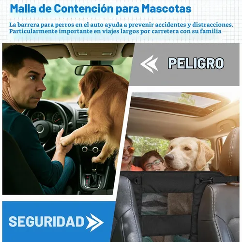 Vista 5 de Barrera de Asiento Trasero para Perros en Coche, Barrera de Nylon Acolchada y Duradera para Mascotas, Barrera de Viaje para Vehículos con 2 Ventanas