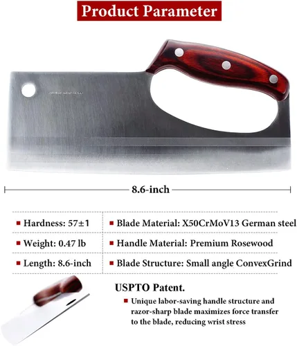 Vista 6 de Cuchillo de chef japonés para cortar carne vegetal Esfuerzo Ahorra cuchillos únicos con mango fácil, afilado similar a una navaja