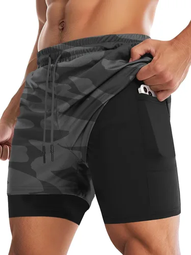 Vista 42 de Aolesy Pantalones cortos de gimnasio para hombre con forro de 5, 7, 9 pulgadas, ligeros, pantalones cortos de malla para entrenamiento, atléticos